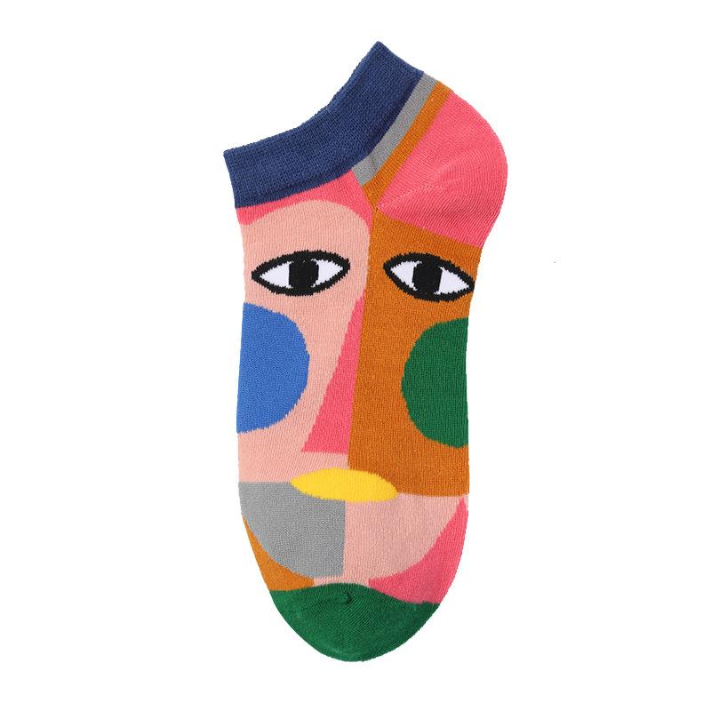 40 Style Fashion Colorful Short Socks Men Cotton Novelty Oil Painting Animals Food Avocado Casual Funny Ankle Sox