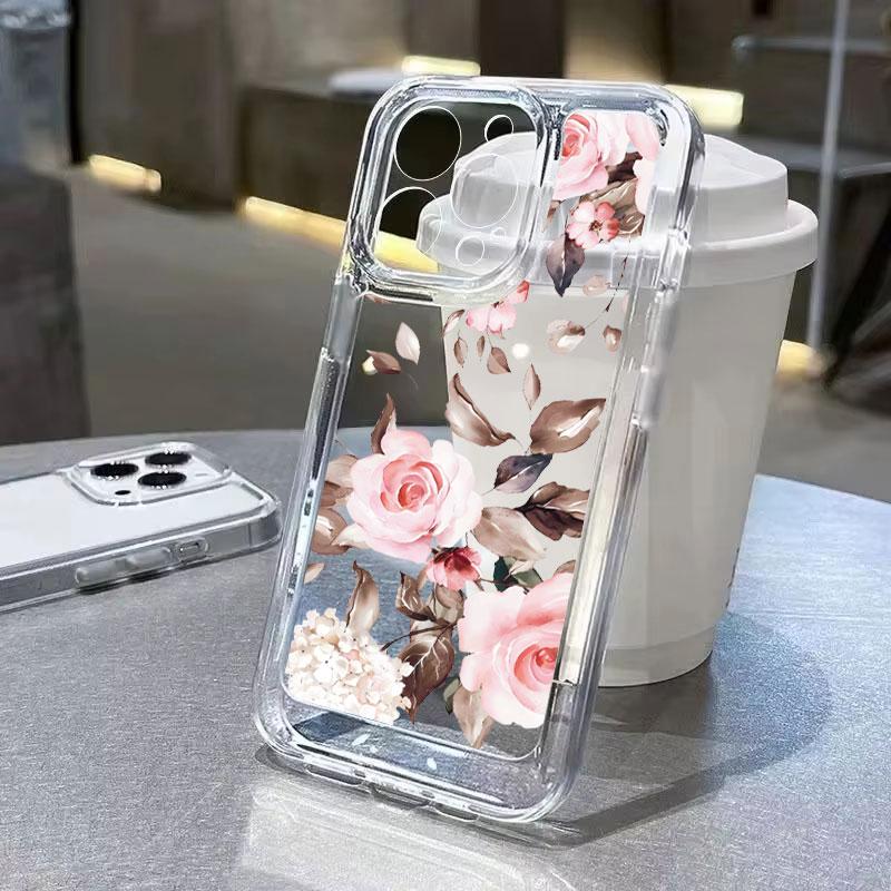 Lotus Flower Transparent Phone Case For iPhone 11 Case iPhone 13 14 12 15 16 Pro Max XR XS X 7 8 Plus SE 2020 Shockproof Cover
