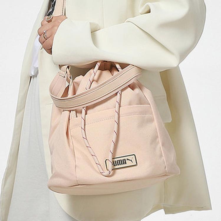 Puma Vintage Street Drawstring Fabric Bucket Bag Women Bags Sand 078130-01