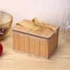 Outdoor Wicker Rattan Picnic Bag Waterproof Tableware Camping Picnic Baskets