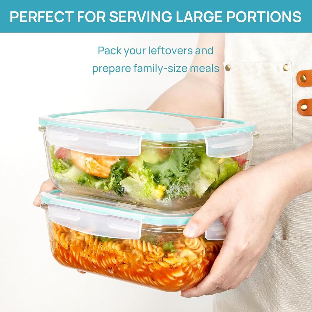 Stackable Glass Meal Prep Containers Airtight Seal Food Storage Box for Kitchen Refrigerator