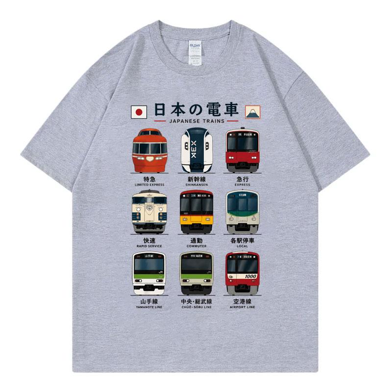 Japanese Tokyo Rail Graphic T Shirts Unisex Unisex Fashion Vintage Short Sleeve TShirts Summer Casual 100Cotton TShirt Streetwear