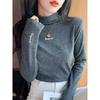 Autumn and winter semi-turtleneck thickened German velvet long-sleeved shirt women's warm bottoming shirt slim and thin suit inner top
