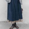 Retro Corduroy Women's Autumn Winter A-Line Midi Skirt Stylish Niche Plaid Color-Block Knee-Length Skirt