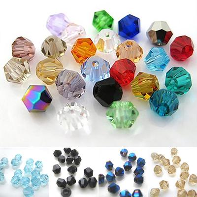 100Pcs Mixed Color Crystal Crack Glass Round Loose Spacer Beads 4mm