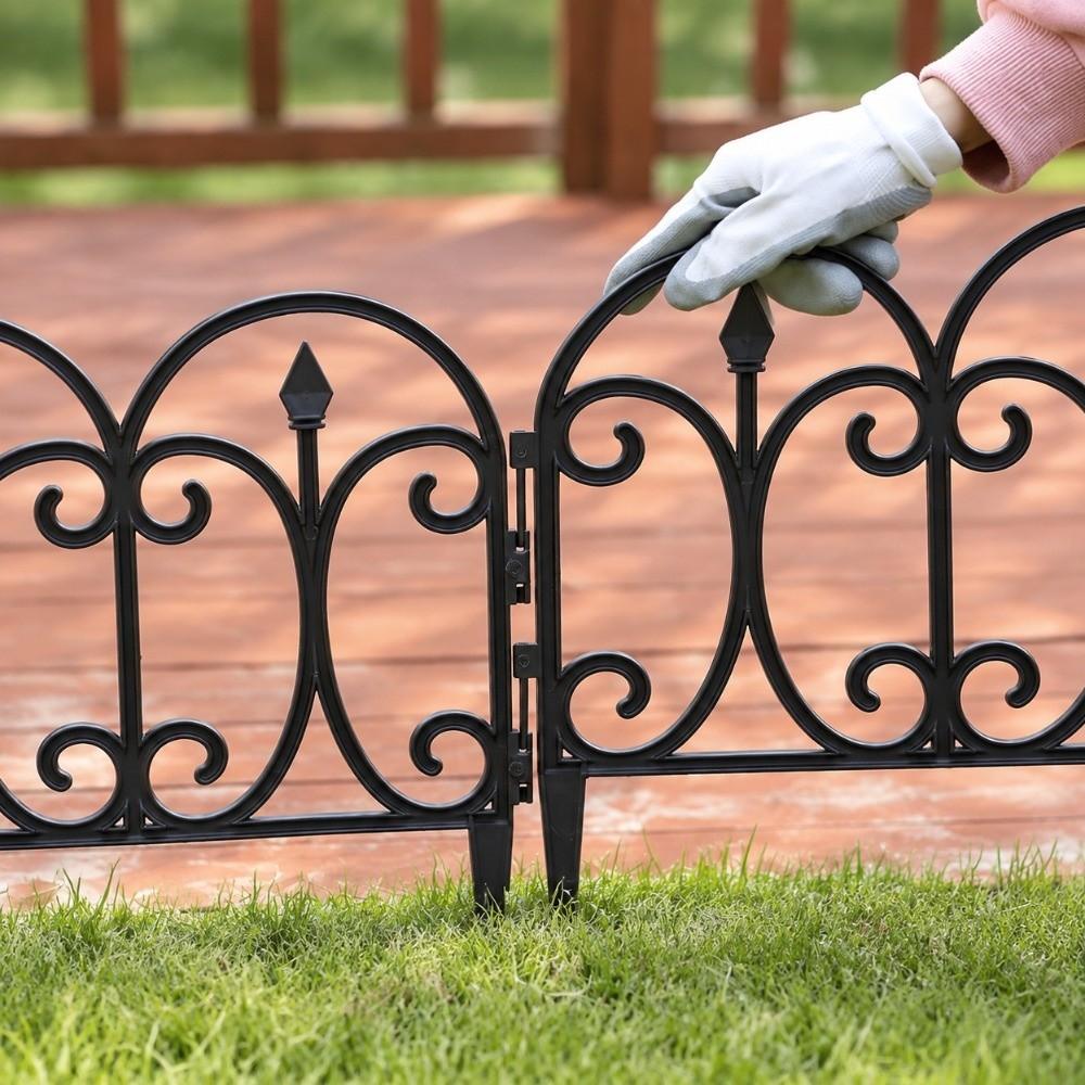 5pcs Waterproof Decorative Garden Fence 23in ×13in Plastic Landscape Barrier Patio Yard