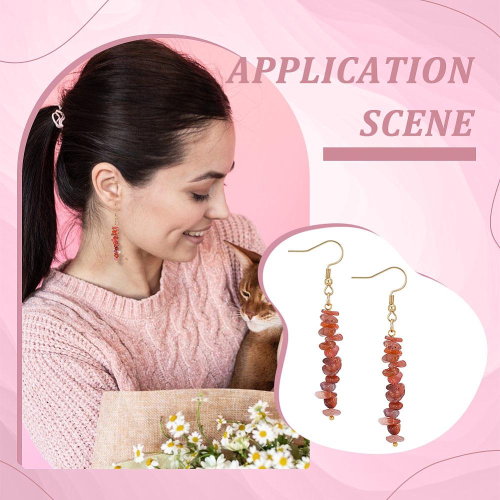 12Pair Natural & Synthetic Gemstone Dangle Earrings, with Brass Findings, 62mm