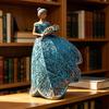 Simulated Flower Fairy Figurine, Resin Sculpture with Embossed Lace Texture, Ornament for Outdoor Indoor Garden Decor Elegant Gift