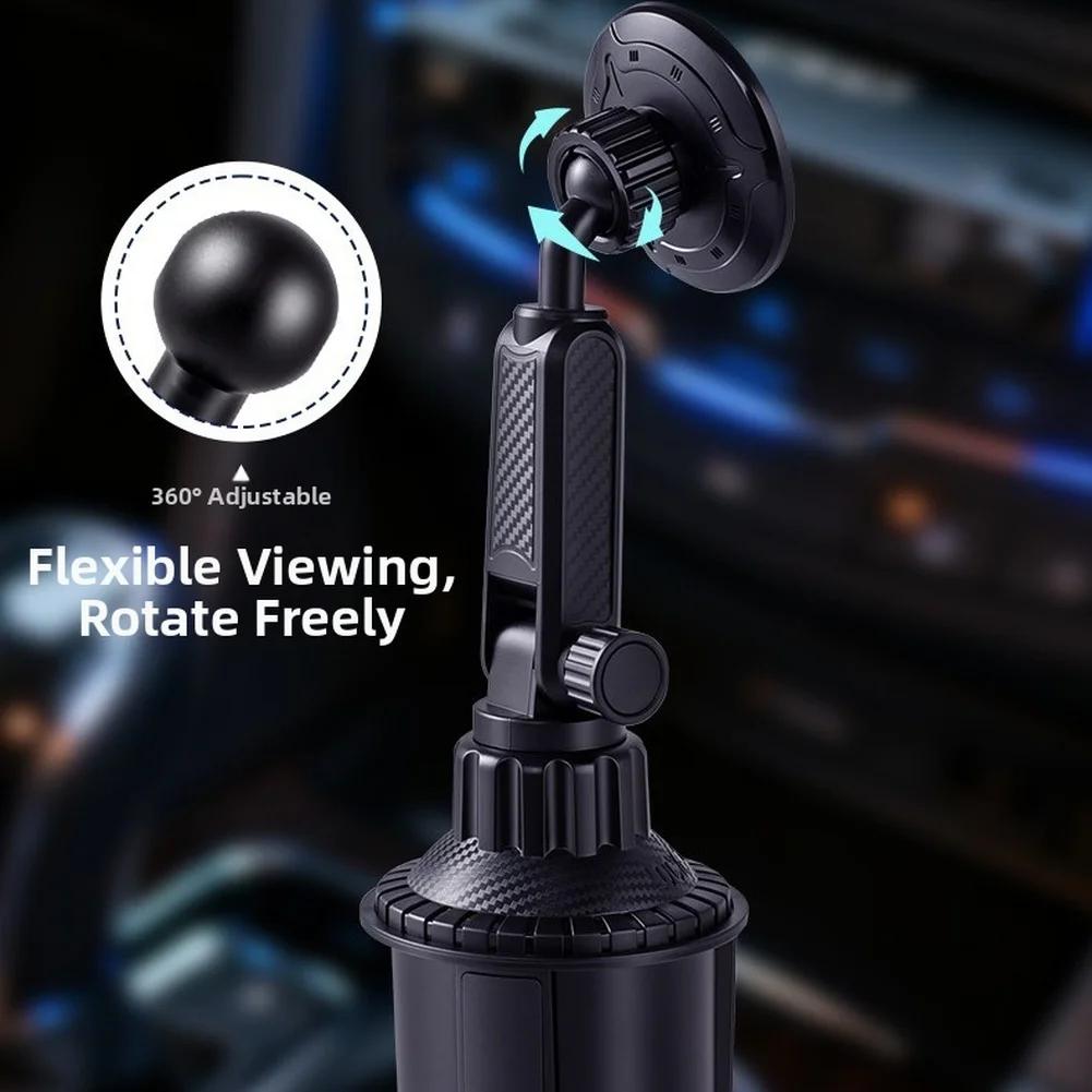 Car Cup Holder Magnetic Phone Mount 360 Rotation Secure Flexible Clip On Universal Smartphone Stand