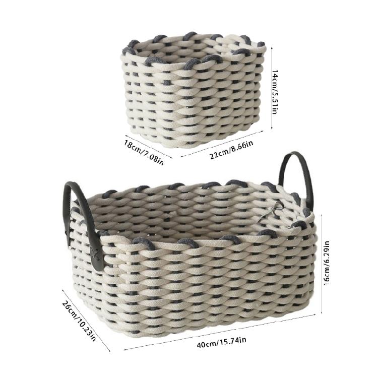 Convenient Cotton Rope Storage Basket Handwoven Cotton Rope Woven Organization Baskets Portable Storage Container