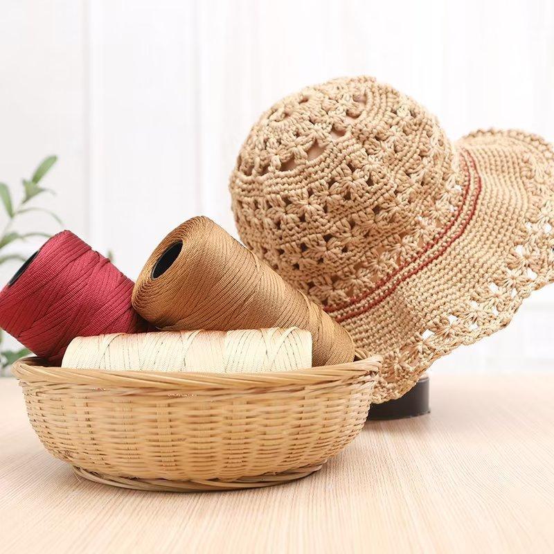 Mercerized Cotton And Linen Flat Belt Thread Light Body Ice Silk Crochet Hook Hat Wool Ball Handmade Diy Knitting Material Package