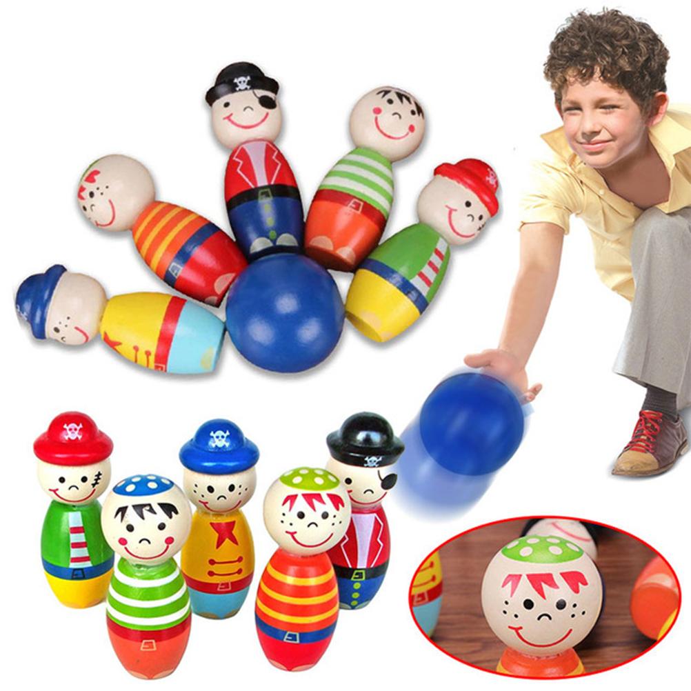

Children s Educational 5 Pcs Wood Cartoon Pirate Doll Puppet Toys Wooden Bagged Bowling Toy Cartoon