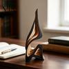 Scultura Artistica Astratta in Legno Regalo Decorativo di Lusso, Statuetta Solida Moderna Minimalista per Soggiorno Decorazione in Legno Artigianale Decorazione Tavolo Stanza,