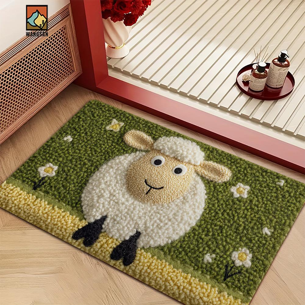 New Cartoon Cute Animal Imitation Cashmere Floor Mat Bathroom Absorbent Floor Mat Bedroom Thickened Carpet