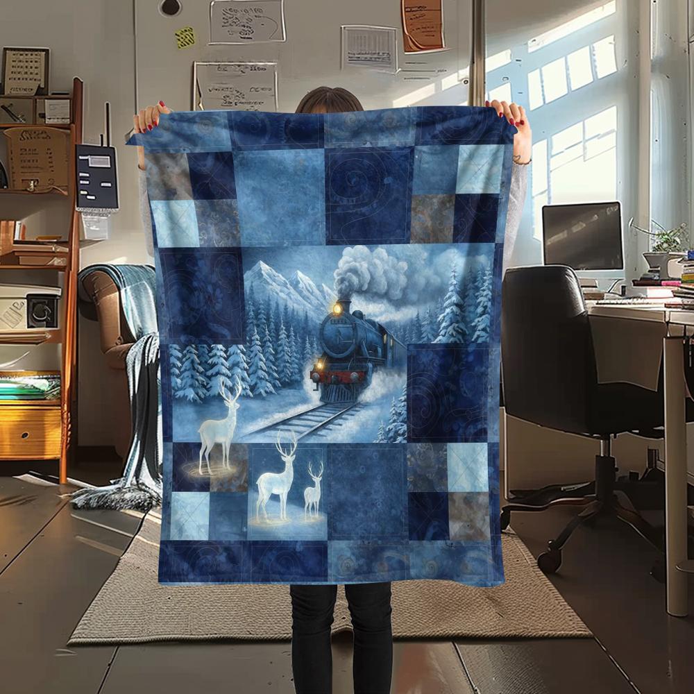 1 ks Flanelová deka s kresleným potiskem, Vysoce kvalitní, Pohodlná pro všechna roční období, Domácí dekorace, Teplo a pohodlí, Perfektní jako vánoční dárek k narozeninám