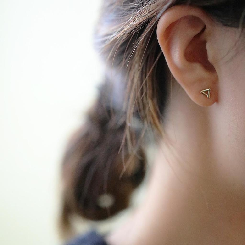 Exquisite S925 Sterling Silver Triangle Openwork Flower Screw Earrings