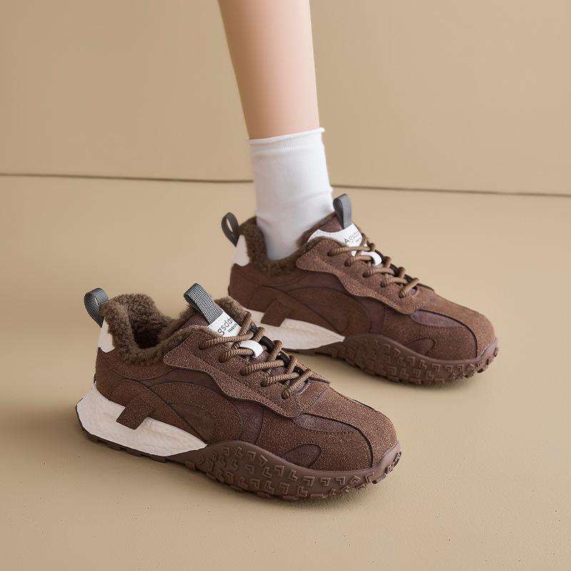 Augustus Deng Velvet Forrest Gump Shoes Women's 2025 New Autumn and Winter Platform German Training Shoes Show Feet Small Casual Sports Shoes