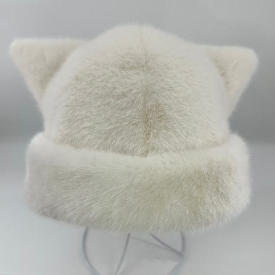 Winter Hat Solid Color Bear Ear Decor Windproof Warm Knitted Hat Lightweight Breathable Thermal Hat Cold Weather Headwear