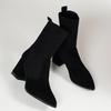 Women High-heeled Boots Temperament Pointed Leather Boots Fashion High Heels Ankle Boot Slim Fit Elastic Socks Boots Botas Mujer