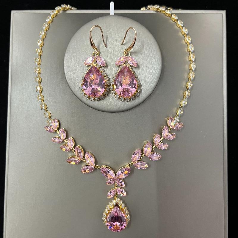 Bridal Accessories Water Drop Aaa Zircon Pendant Earrings Set Luxury Temperament Accessories
