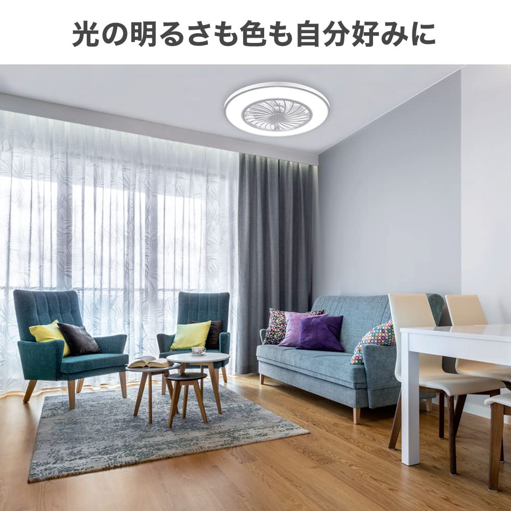 Seathestars Dimmable and Color-Changing LED Ceiling Light with Circulator, Remote Control, Slim, Energy-Saving, Timer-Enabled Ceiling Fan, DC Motor,