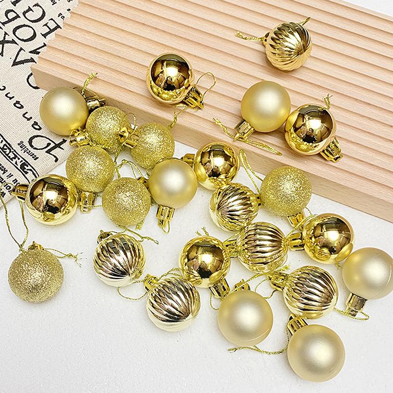 24 Pcs 3Cm Christmas Balls Set Xmas Tree Hanging Pendant Christmas Decoration Home Party Hanging Ornament New Year Decoration