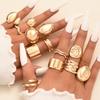 Fashion Minimalist Elegant Rings Set For Women Vintage Exquisite Asymmetrical Geometric Liquid Chunky Metal Ring Jewelry