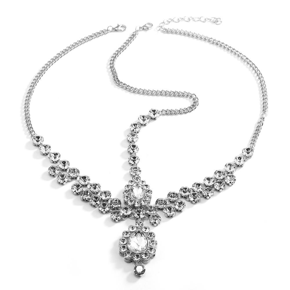 

Цепочка для лба с подвеской в виде капли воды, женская модная цепочка для волос с дрелью для воды серебряный