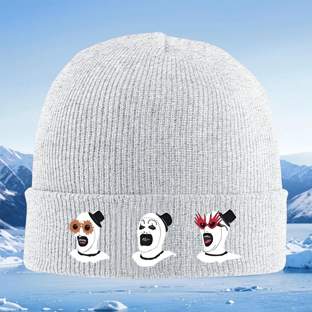 Clown heads various hats and glasses Knitted Hat Unisex Women Unisex Beanie Pullover Cap Winter Thermal Warm Christmas Outdoor Cycl