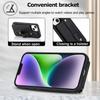 Card Holder Shell for iPhone 15,Kickstand Case PU Leather Coated TPU Phone Cover with Shoulder Strap