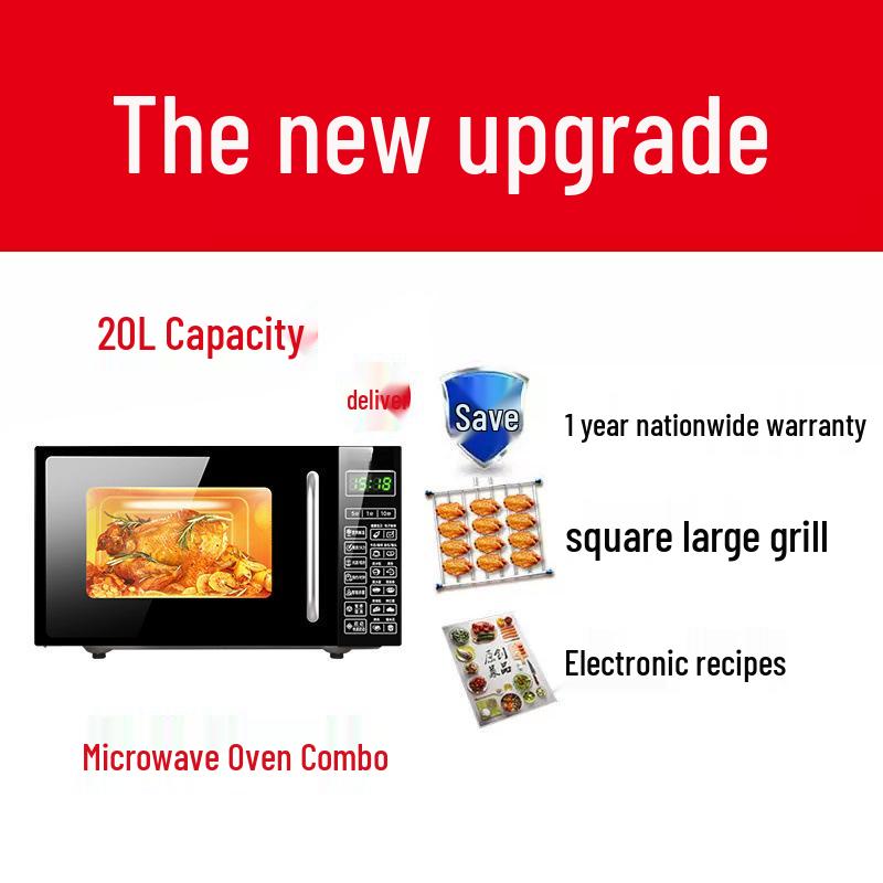 Smart Flatbed Microwave: Compact All-in-One Lightwave Oven with Micro-Steam-Bake, Timer, and Reservation Features
