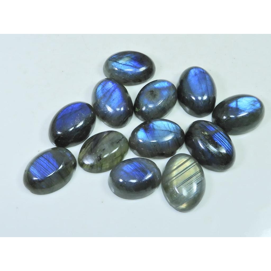 13X18MM Natural Labradorite Blue Fire Oval Cabochon Loose Gemstone 12Pcs Lot C-1082