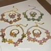 K Real Gold Electroplated Super Flash Zircon Flower Bracelet Ring Set Light Luxury High Sense Exquisite Fashion Jewelry Women