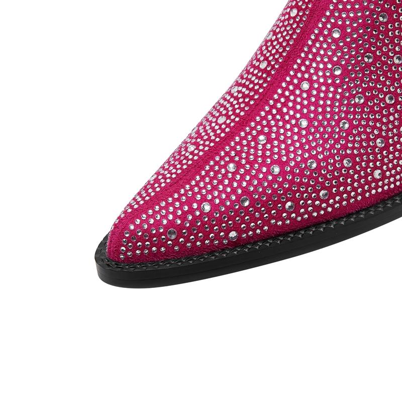 Fashion Women's New Summer European and American Comfortable Diamond Pointed Middle Heel Large Baotou Muller Slippers