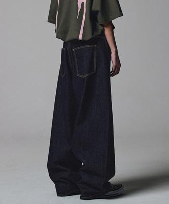 NOT4NERD Curved Semi Wide Denim Pants - Deep Indigo