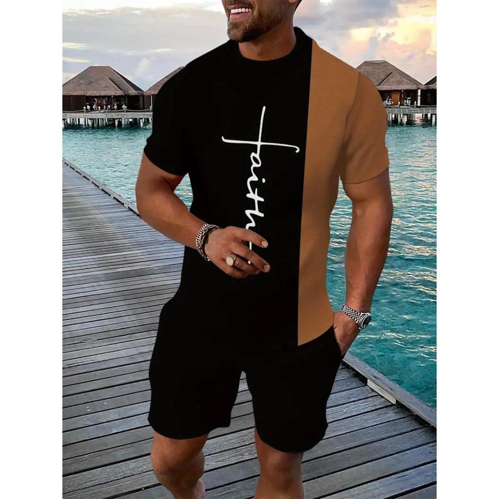 2025 Vintage Men's T-shirts Shorts Set 3D African Ethnic Style Print Casual Hawaiian Tees Suit Summer Men Women Tracksuit Outfit