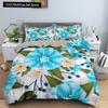 Floral King Queen Duvet Cover Fuchsia White Flower Bedding Set for Girl Women Colorful Plant Leaves 2/3pcs Polyester Quilt Cover