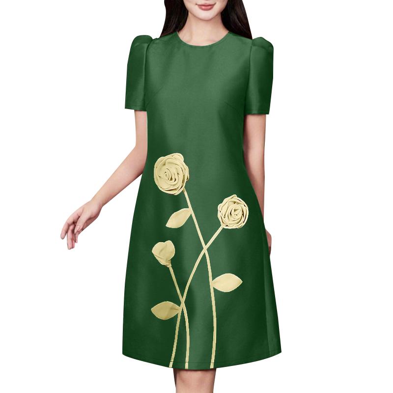 ZANZEA Women Casual Round Neck Summer Short Sleeve Print Dress