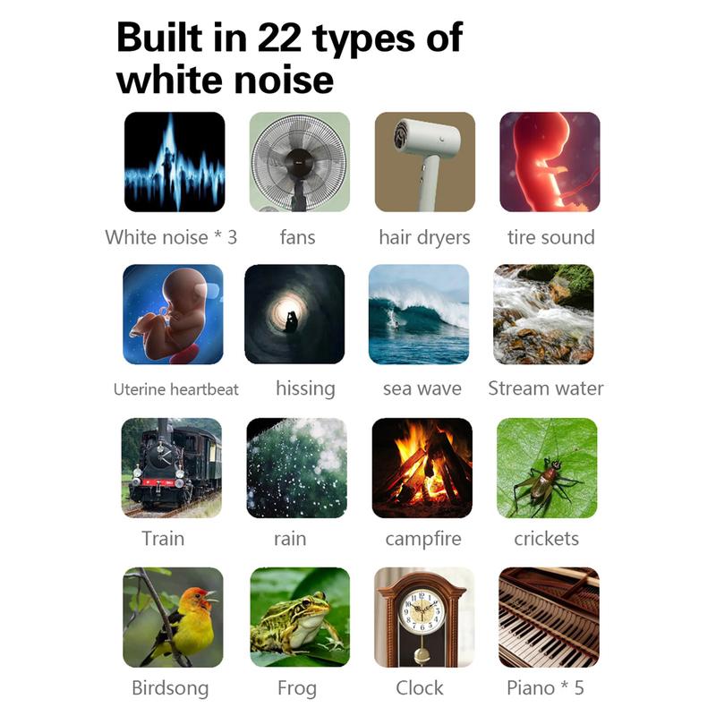 Baby White Noise Machine USB Rechargeable Sleep Machine Timed Shutdown 22 Songs Soothing Sounds Sleep Aid Player for Baby Adults