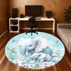1PC Elephant Family Flowers Office Round Area Rug, Under Office Chairs Bedroom Living Room Home Decor, Carpet for Office -1110080