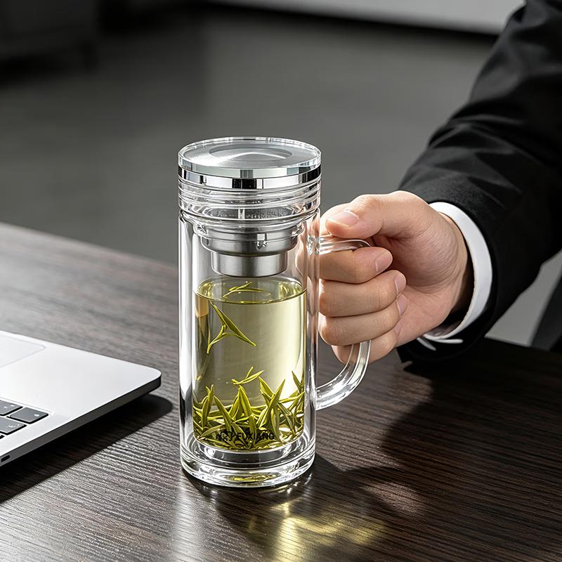 Fuxiangxiang 400ml Double-Layer Glass Tea Mug