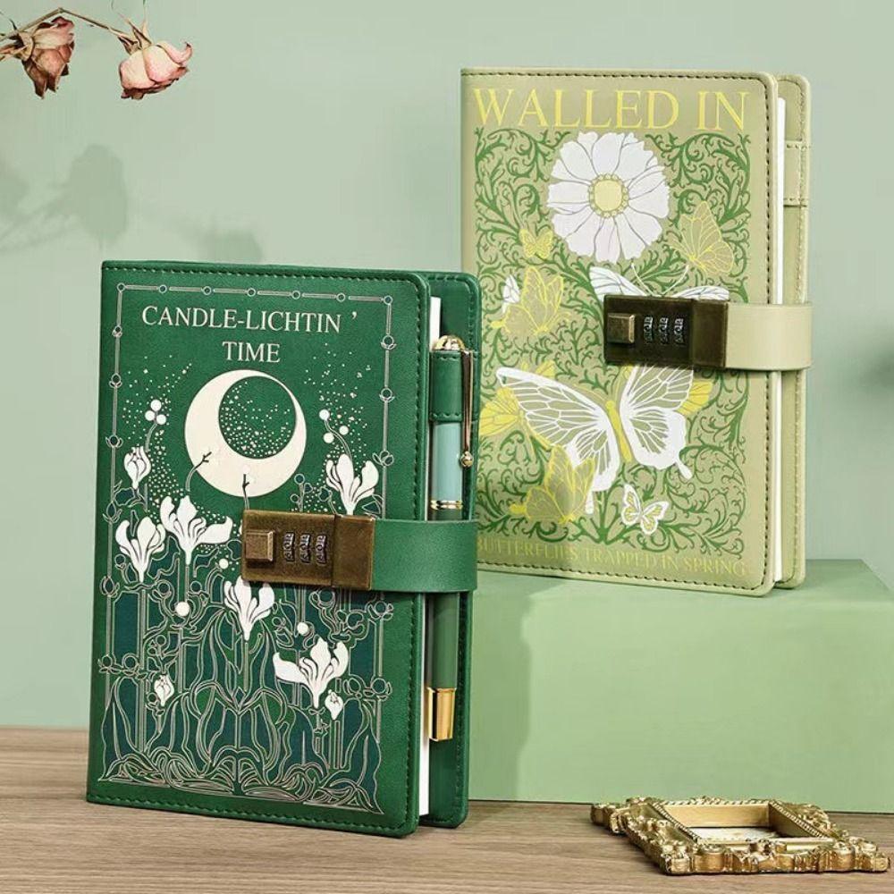 224 Pages B6 Notebook Thickened Printed Pattern Diary Book Protecting Secrets PU Leather Student Notepad Office School Supplies