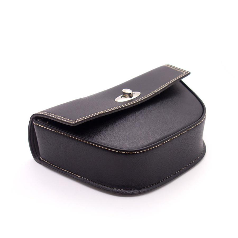 Black Synthetic Leather Triangle Motorcycle Bikes Side Saddle Bag Luggage Pocket