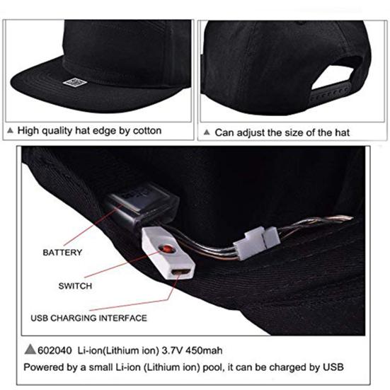 Sports Hat Luminous LED Display Men Women Adjustable Supports Multi-languages Baseball Hat
