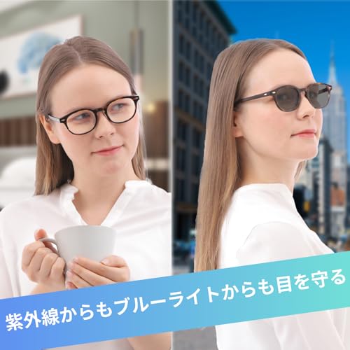 PrePiar Stylish Reading Glasses for Men and Women, Blue Light Blocking, Photochromic Lens Color-Changing, UV Protection, Demi Brown, 1.5mm, Case Inclu