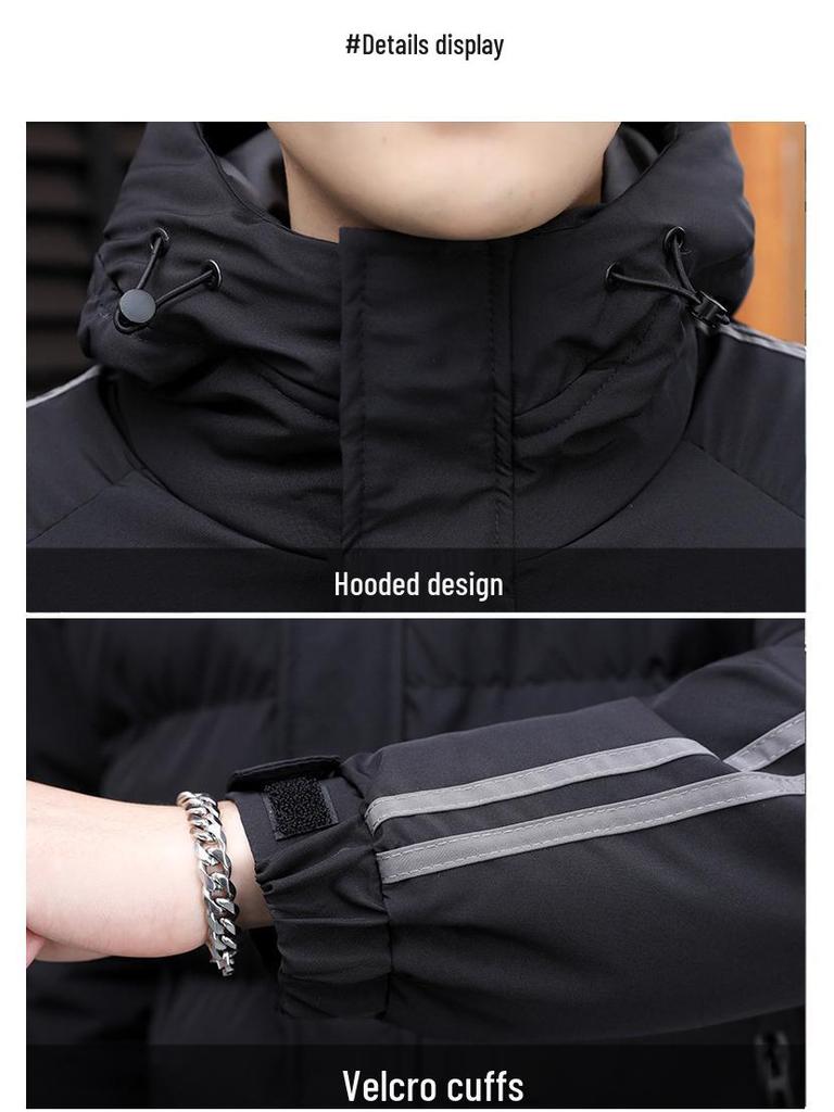 Men's Two-Legged Thickened Warm Winter Cotton Coat, Korean Style Youth Hooded Casual Cold-Proof Jacket.