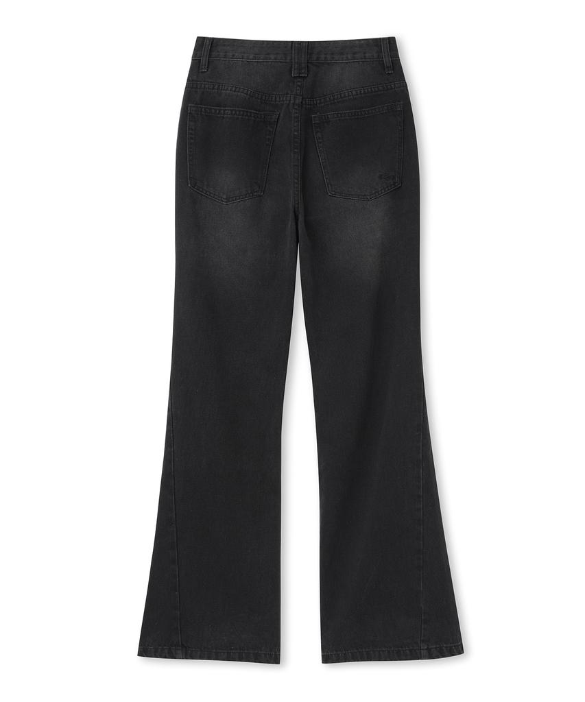 MILLO WOMEN Curved Flare Jeans [Black]