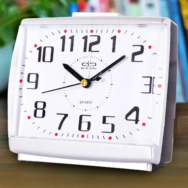1pcs Quartz Clock Movement Alarm  Table Bedside Silent Travel Mini  Night Glow