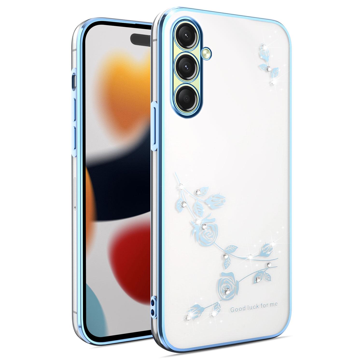 

KADEM Чехол для Samsung Galaxy A17 с цветочным декором из страз, ТПУ чехол для телефона Blue