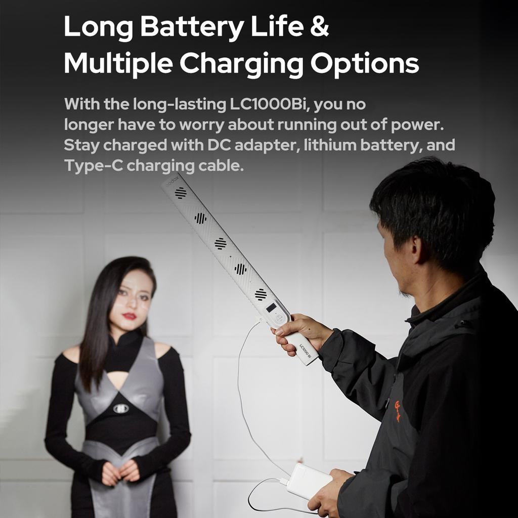 Godox LC1000Bi Handheld Lichtstab 100W LED Videoleuchte Stab 2500K-8500K CRI96+ Dimmbar 11 FX